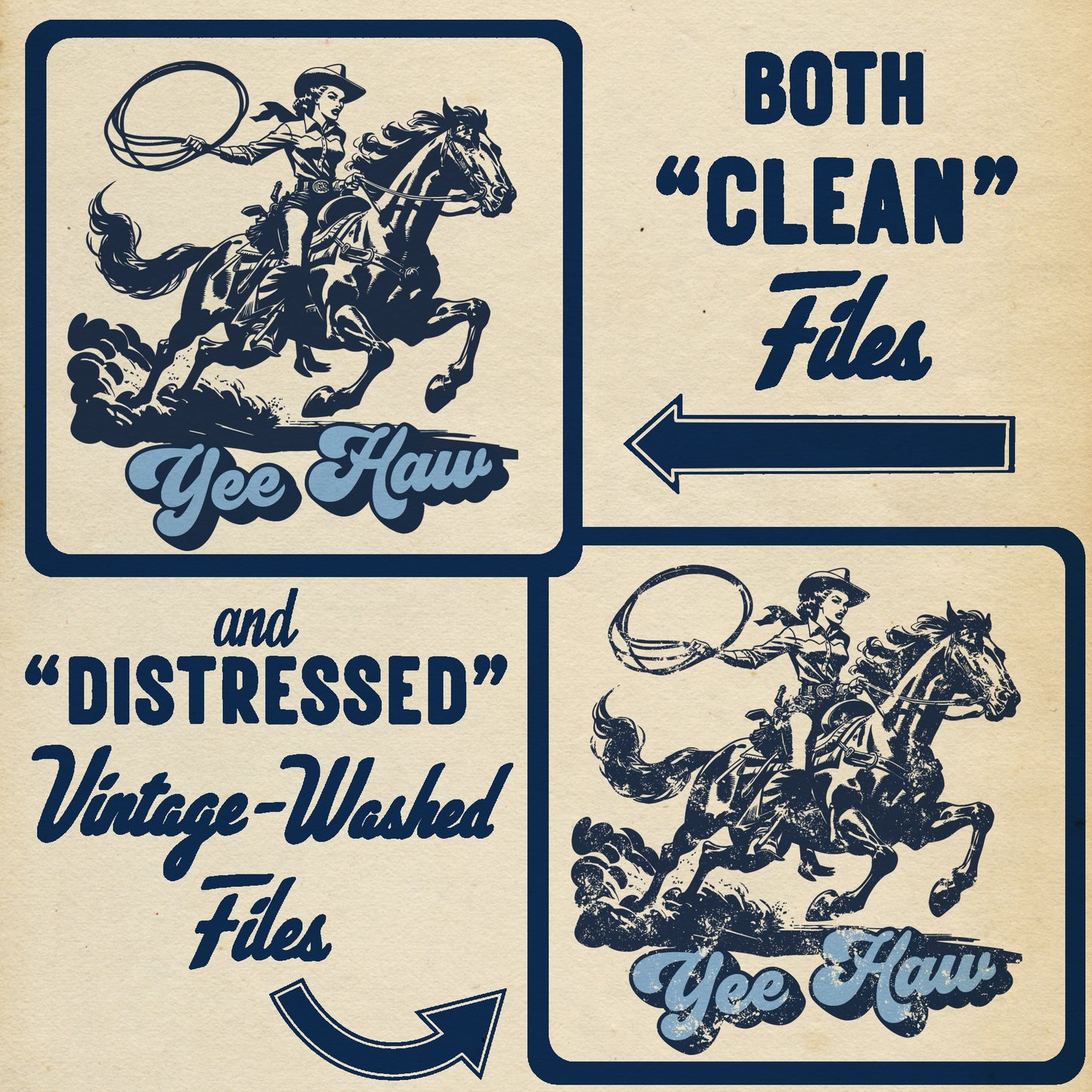 Yee Haw Vintage Cowgirl PNG Digital Download Design