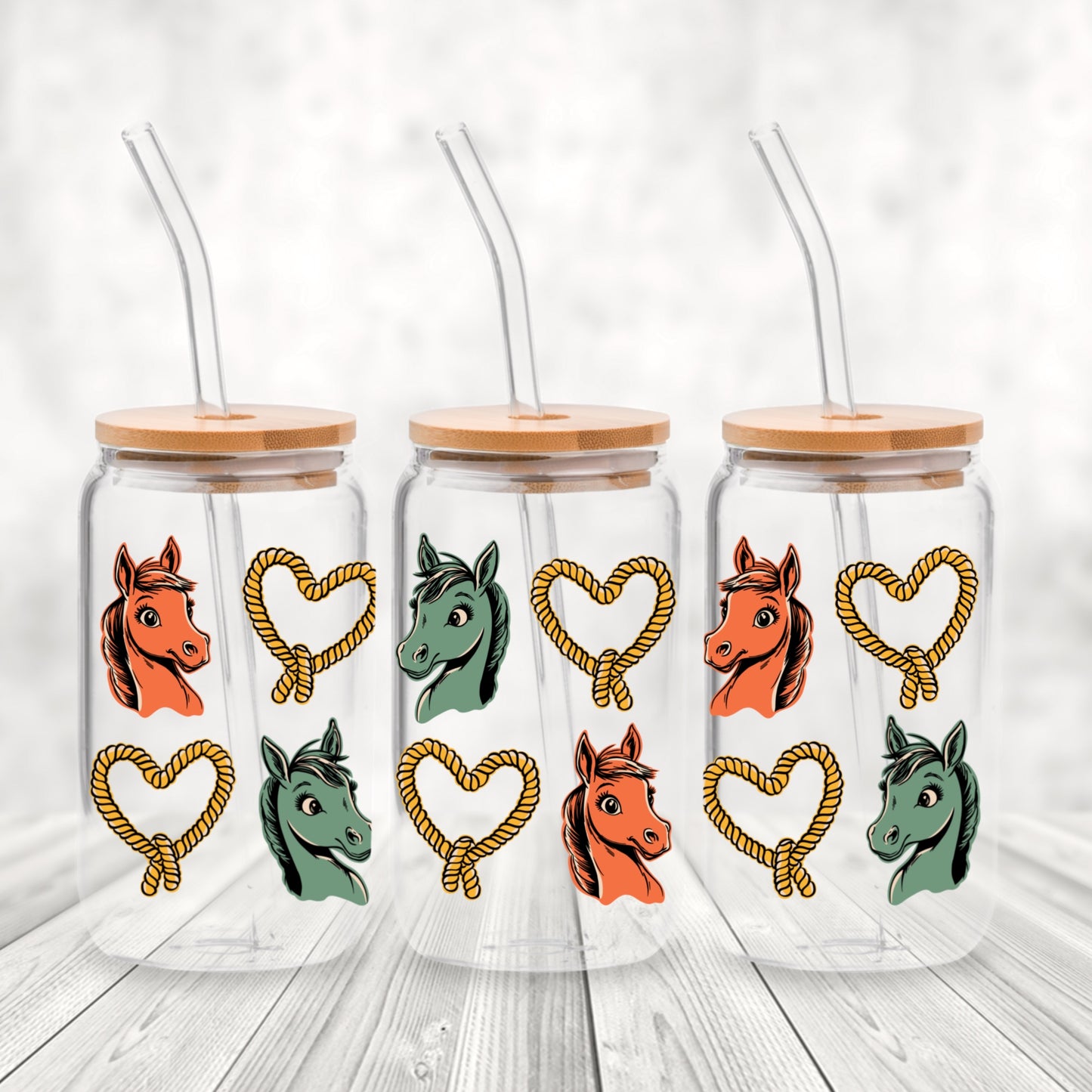 Western Horse Glass Wrap PNG Sublimation Digital Download