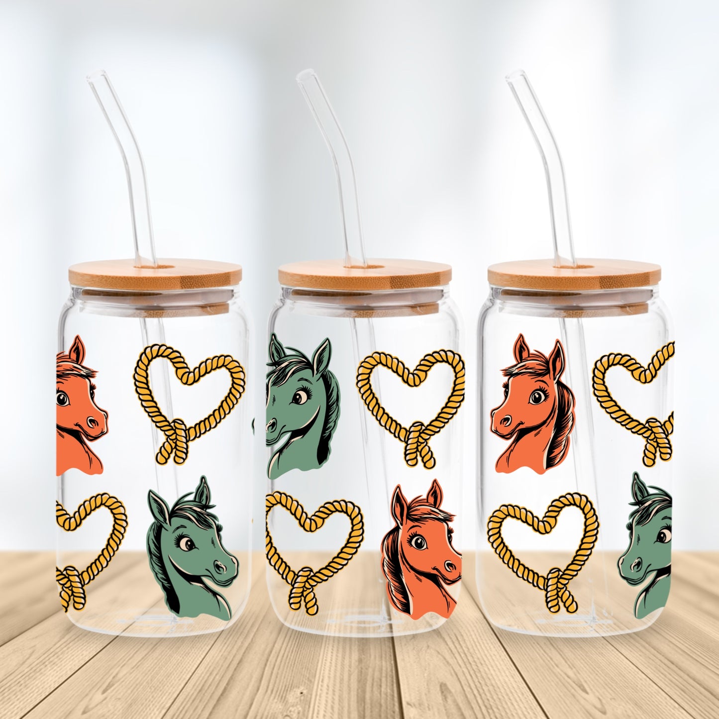 Western Horse Glass Wrap PNG Sublimation Digital Download