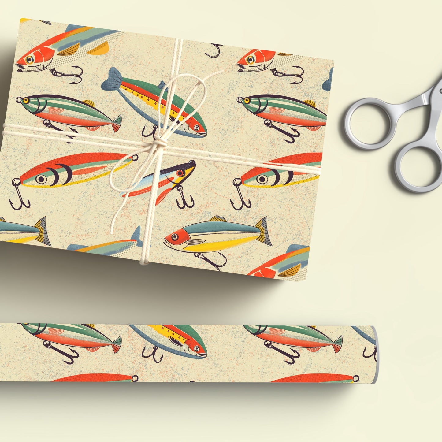 Vintage Midcentury Fishing Lures Seamless Repeat Digital Pattern