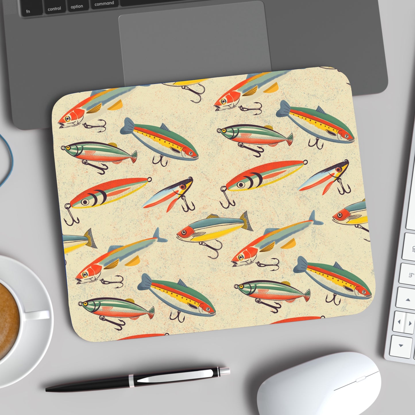 Vintage Midcentury Fishing Lures Seamless Repeat Digital Pattern