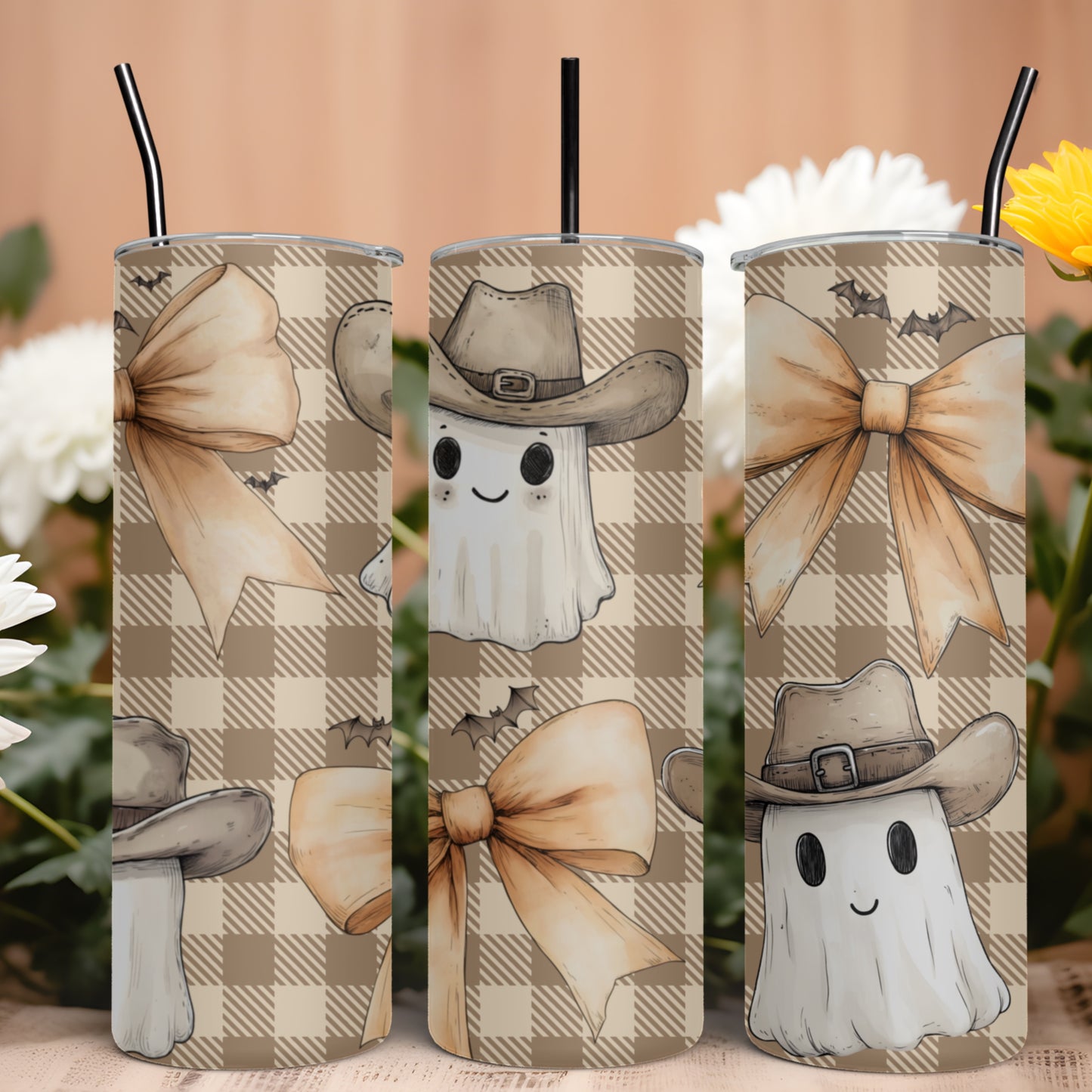 Ghost Coquette Bow Halloween 20oz Tumbler Wrap PNG Sublimation Digital Download