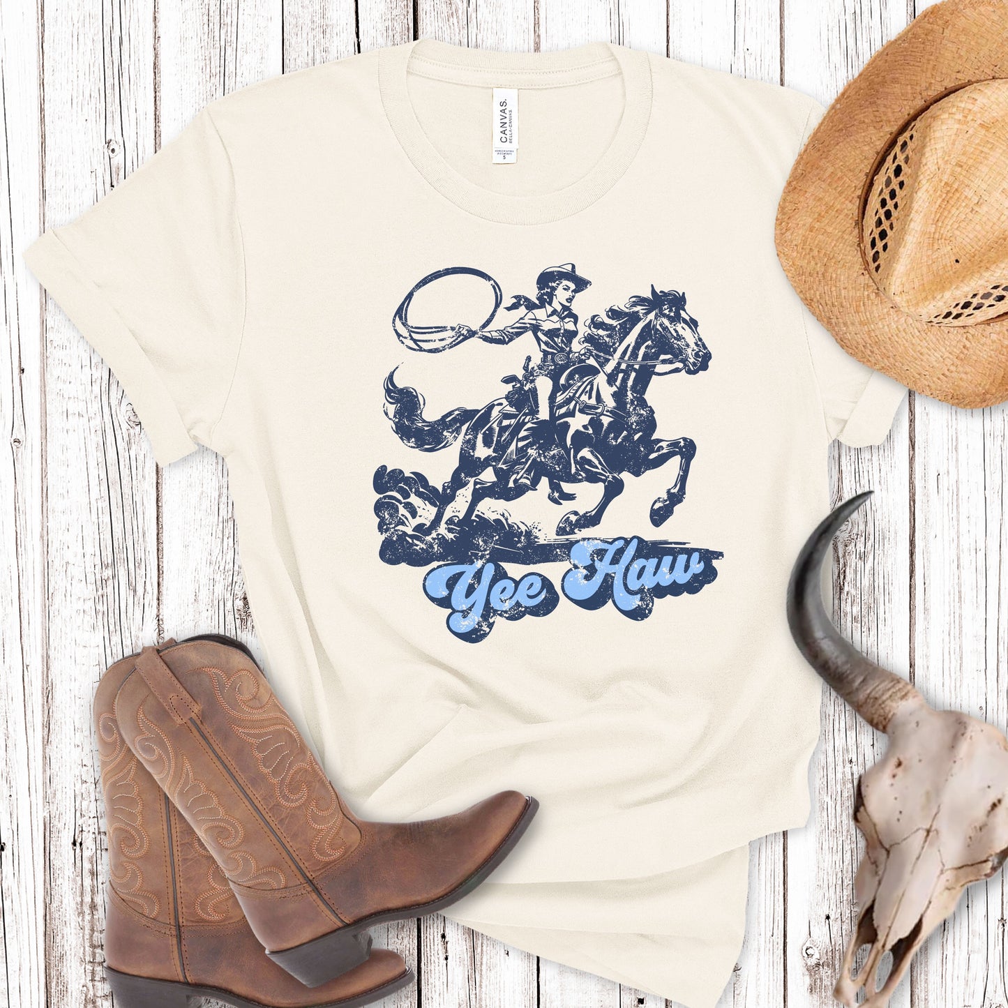 Yee Haw Vintage Cowgirl PNG Digital Download Design