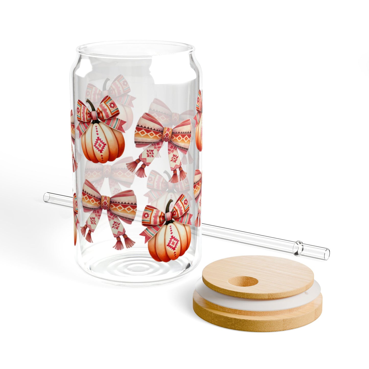 Southwestern Coquette Bow Pumpkin Glass Wrap PNG Sublimation Digital Download