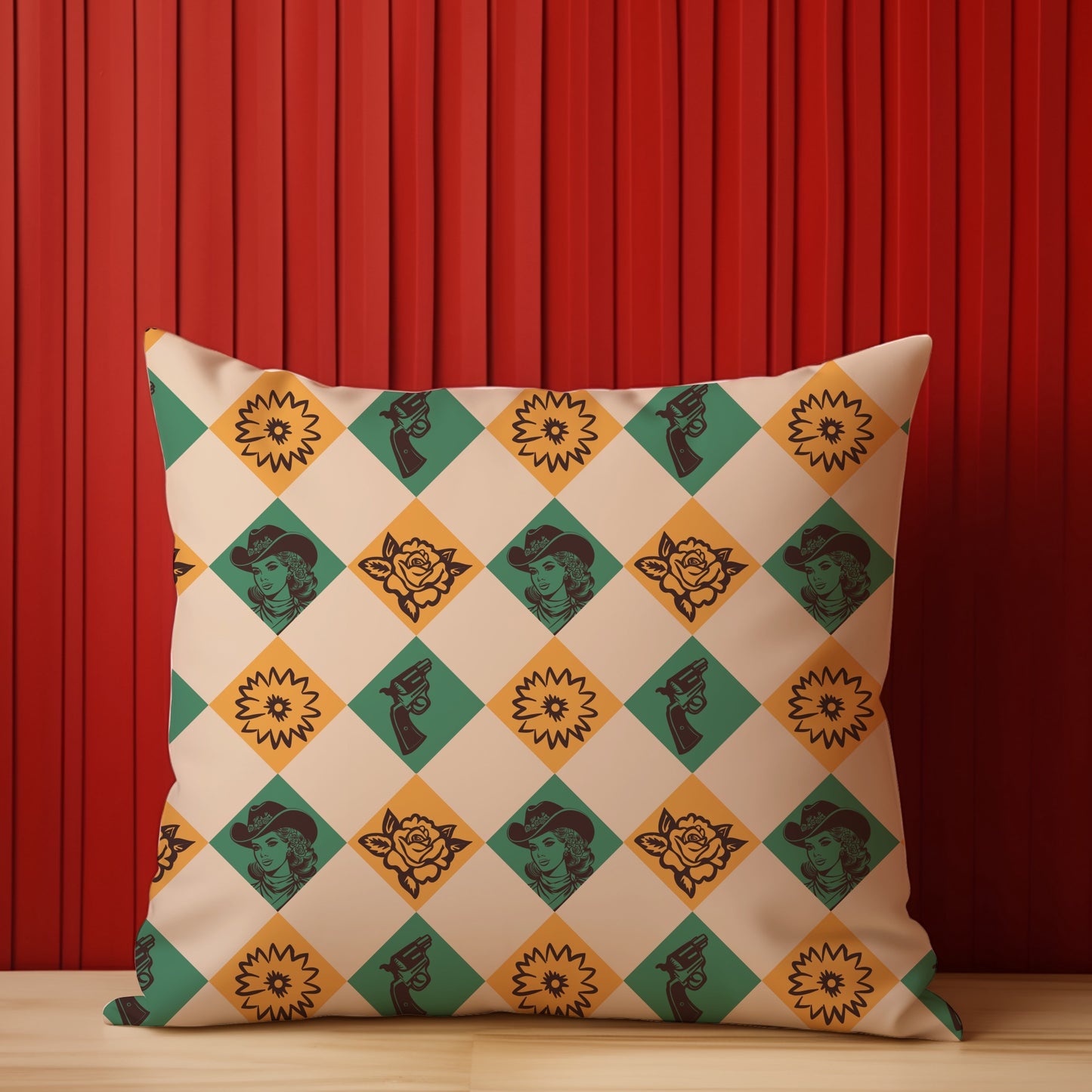 Retro Cowgirl Diamond Seamless Repeat Digital Pattern in 2 Colors