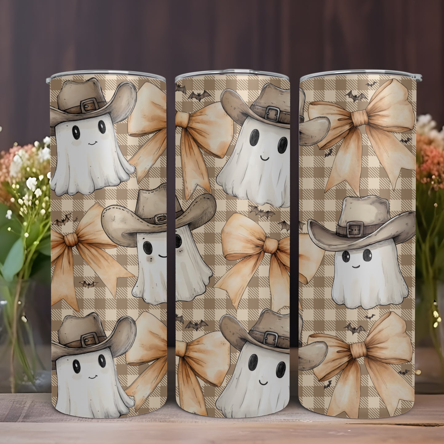 Ghost Coquette Bow Halloween 20oz Tumbler Wrap PNG Sublimation Digital Download