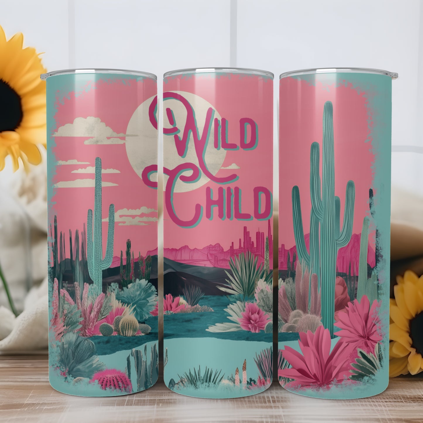 Wild Child Western Desert 20oz Tumbler Wrap PNG Sublimation Digital Download