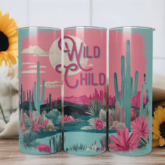 Wild Child Western Desert 20oz Tumbler Wrap PNG Sublimation Digital Download