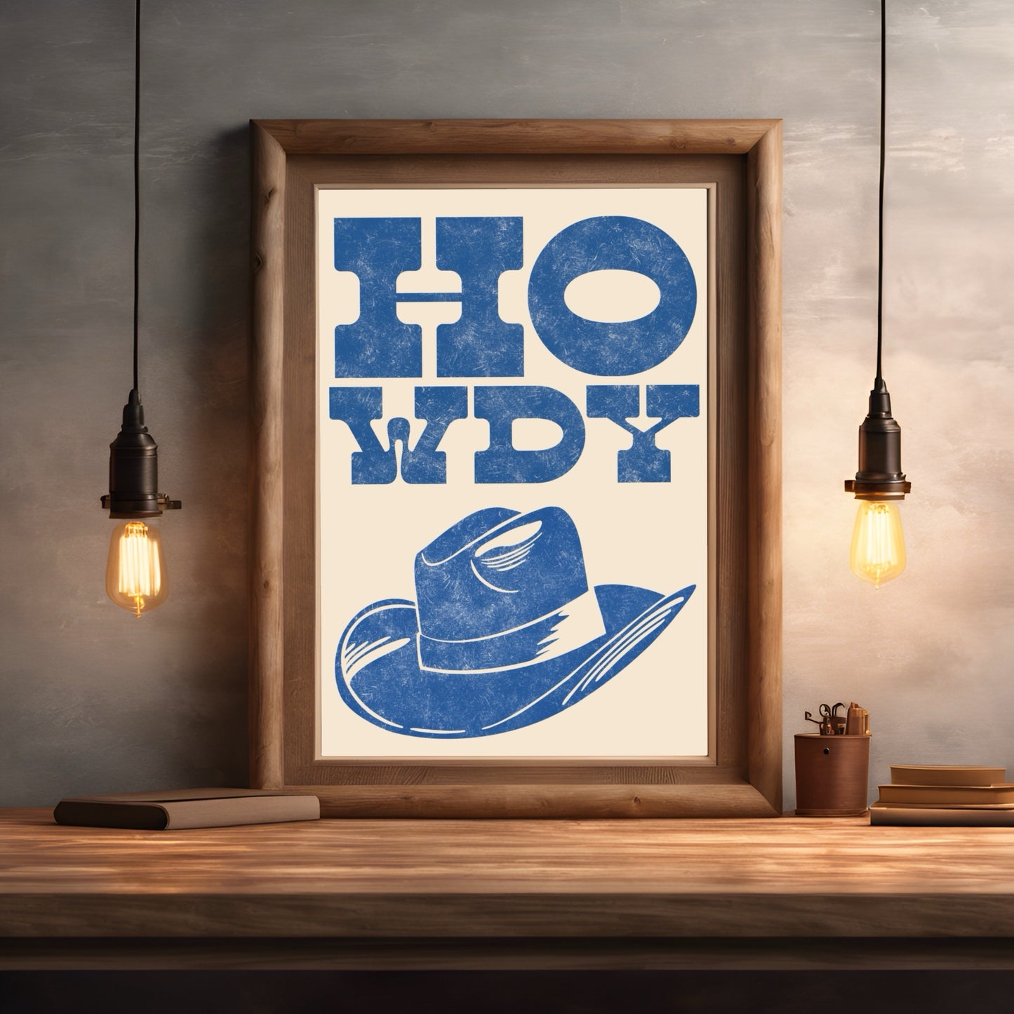 Howdy Cowboy Hat Retro Printable Wall Art PDF