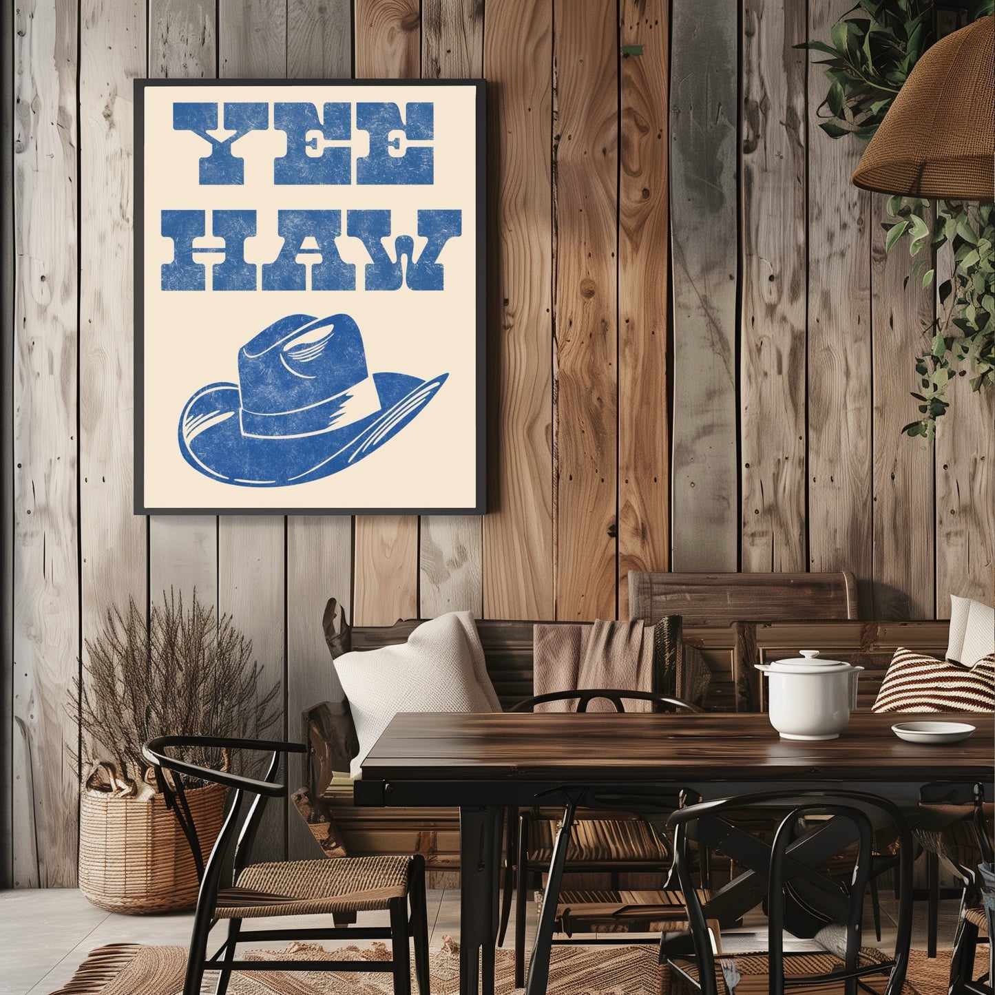 Yee Haw Cowboy Hat Retro Printable Wall Art PDF