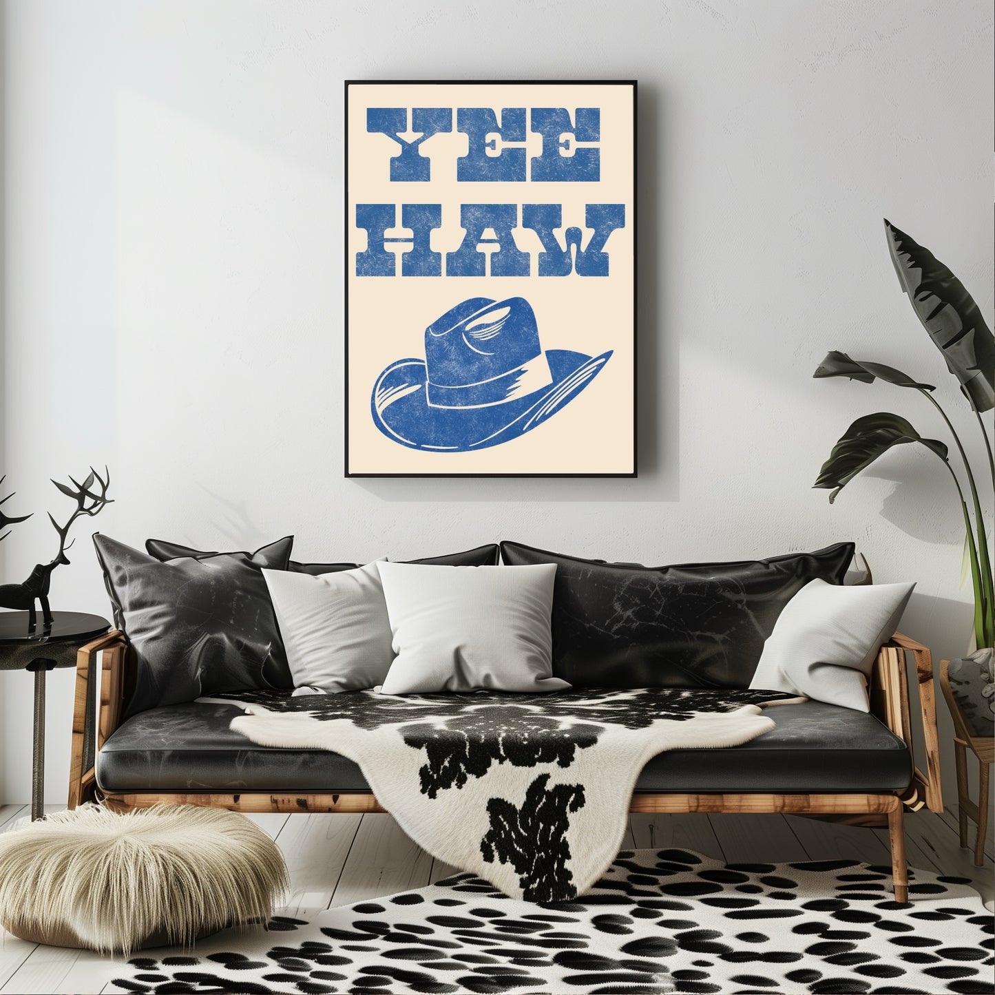 Yee Haw Cowboy Hat Retro Printable Wall Art PDF