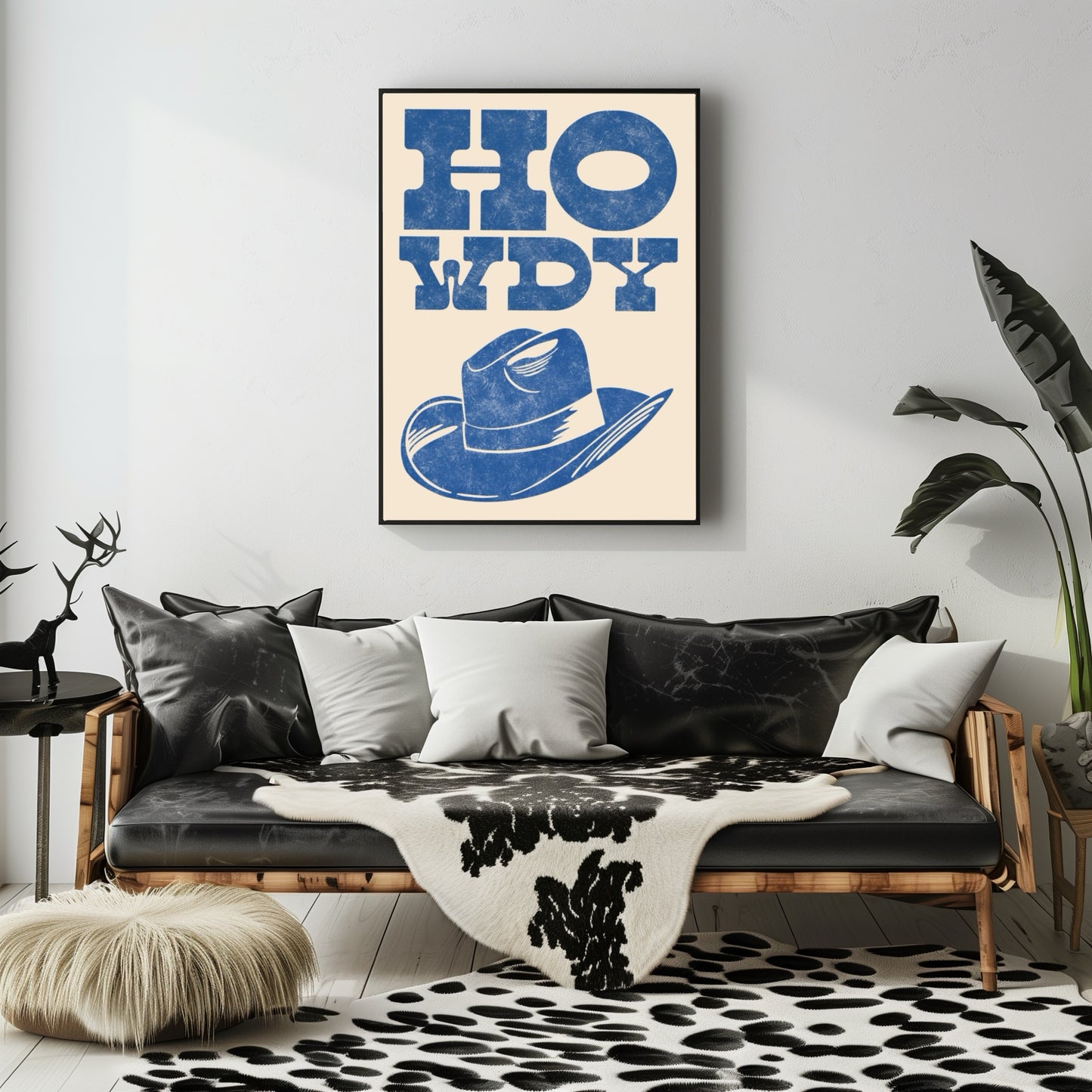 Howdy Cowboy Hat Retro Printable Wall Art PDF