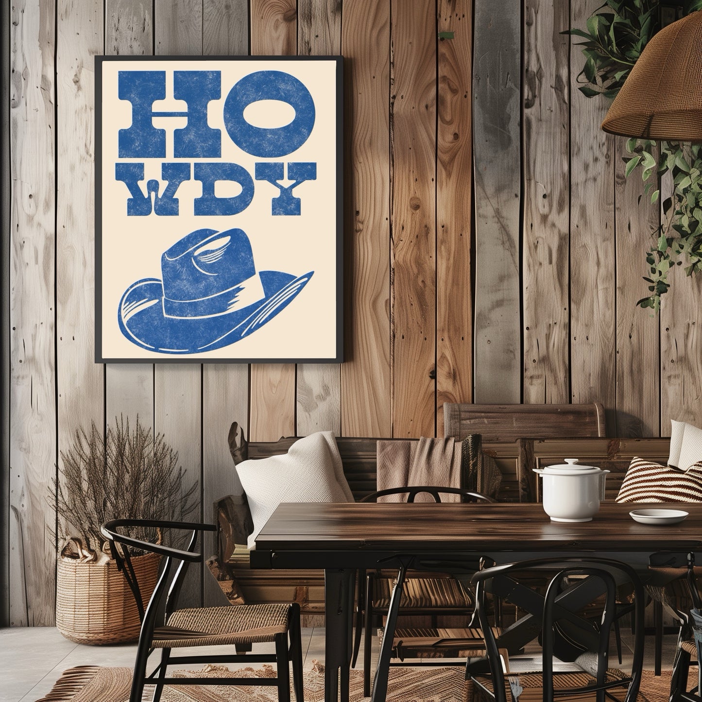 Howdy Cowboy Hat Retro Printable Wall Art PDF