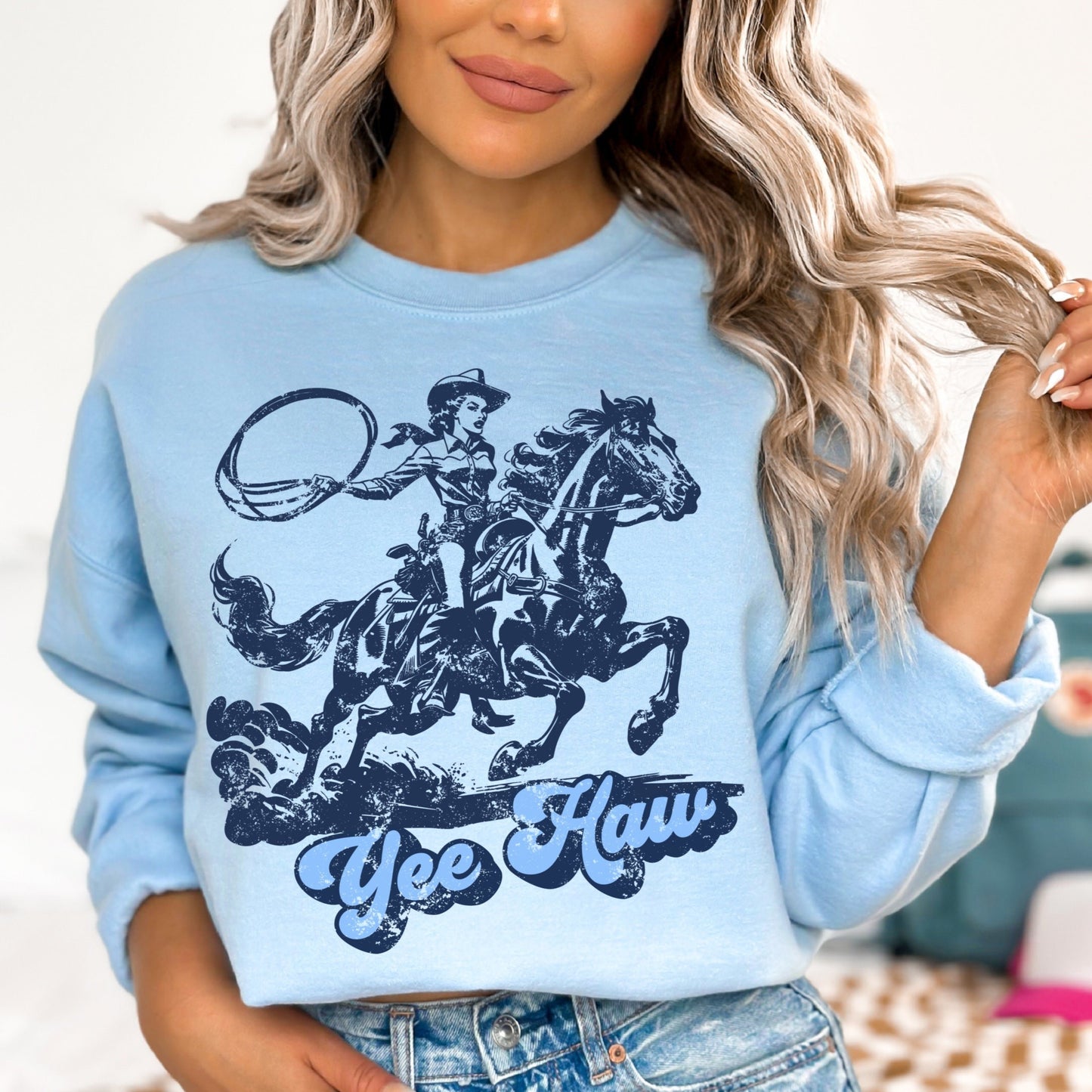 Yee Haw Vintage Cowgirl PNG Digital Download Design