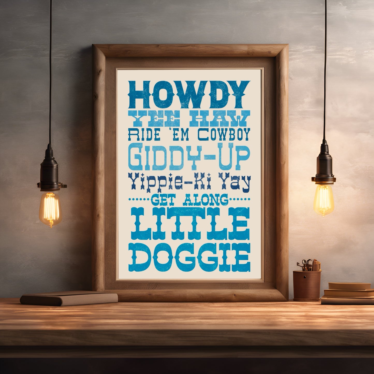 Cute Cowboy Phrases Retro Fonts Printable Wall Art PDF