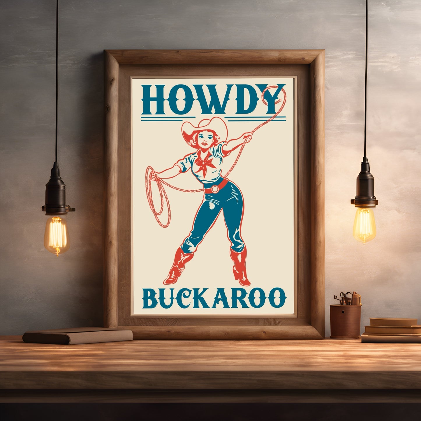 Country Western Cowgirl Howdy Buckaroo Aesthetic Wall Art Printable PDF