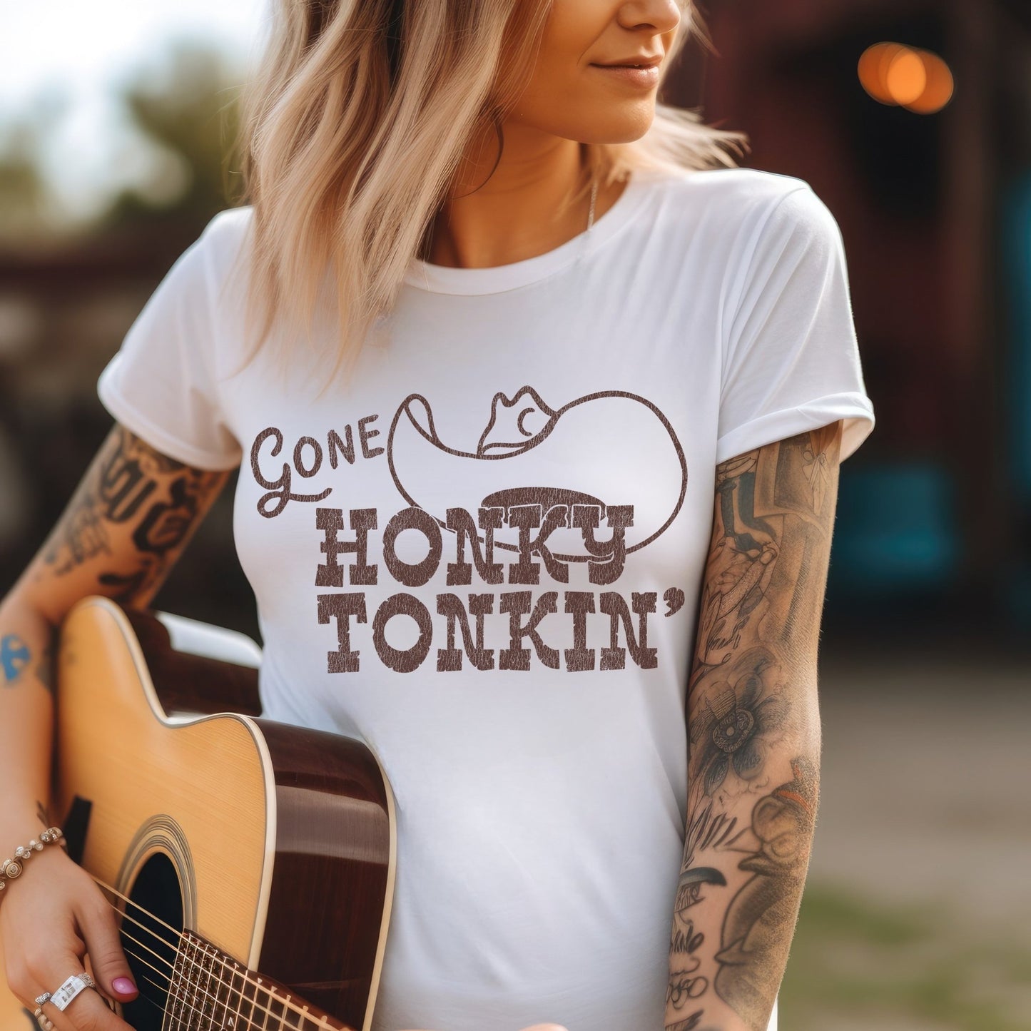 Gone Honky Tonkin - Country Music Digital Download Single Design