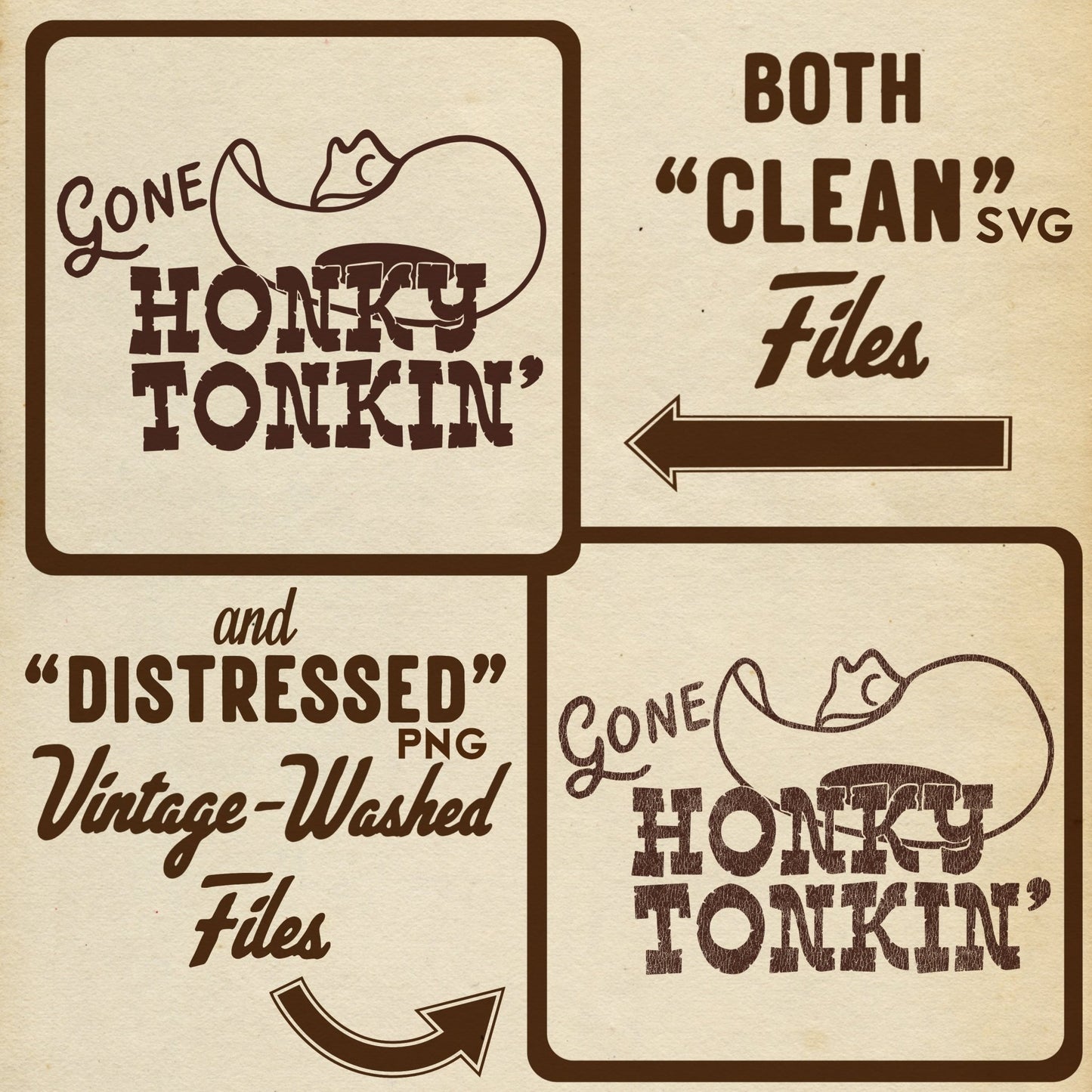 Gone Honky Tonkin - Country Music Digital Download Single Design