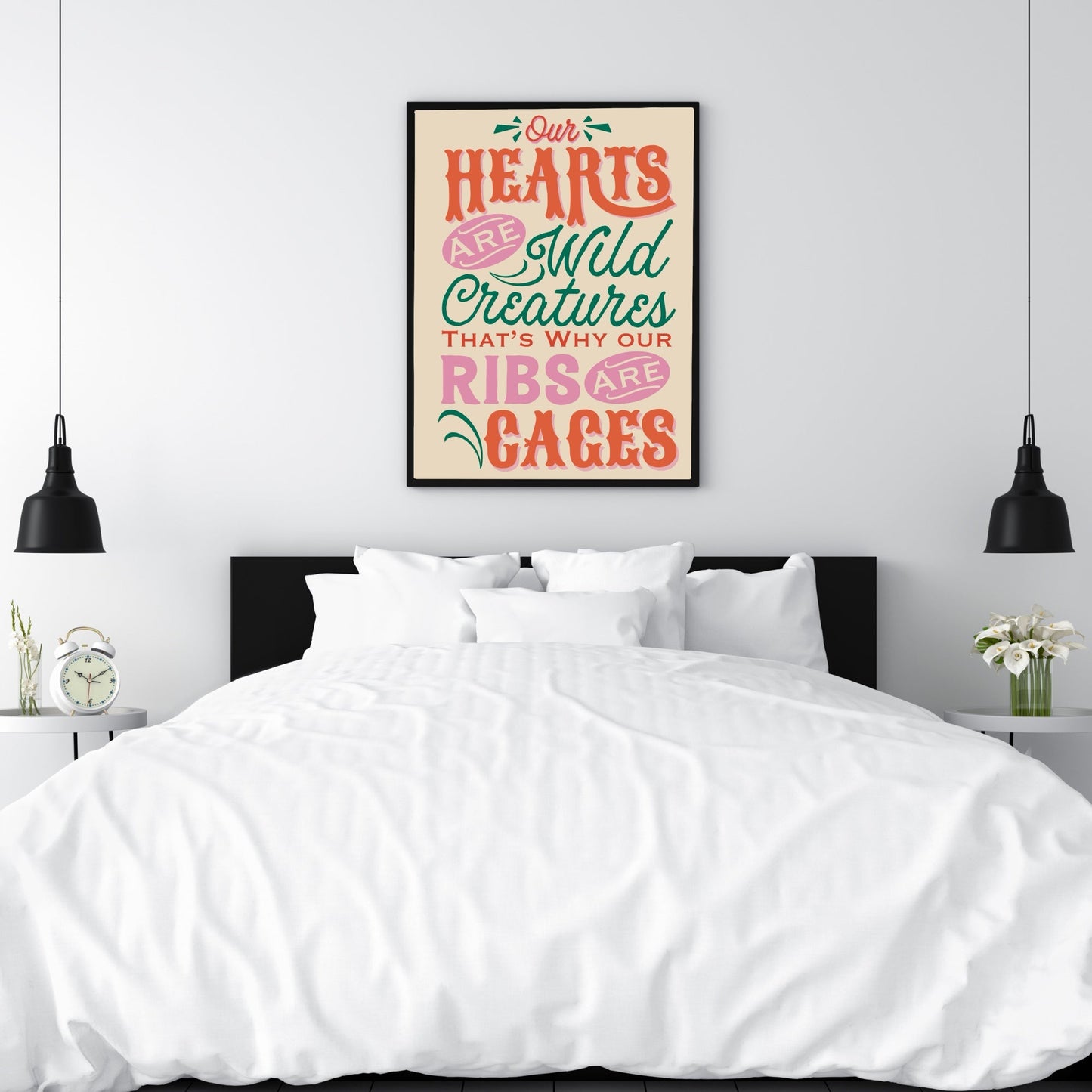 Our Hearts Are Wild Creatures Hand Lettered Quote Wall Art - Atomic Digital ArtDigital Wall Art