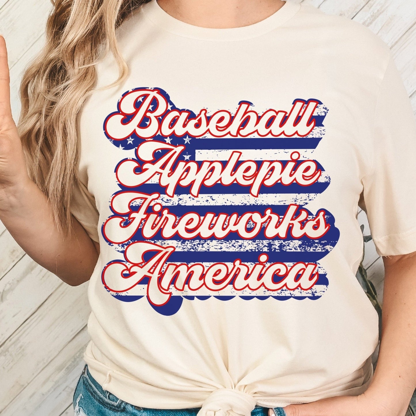 Retro 4th of July "Baseball, Apple Pie, Fireworks, America" - Digital Download Single Design