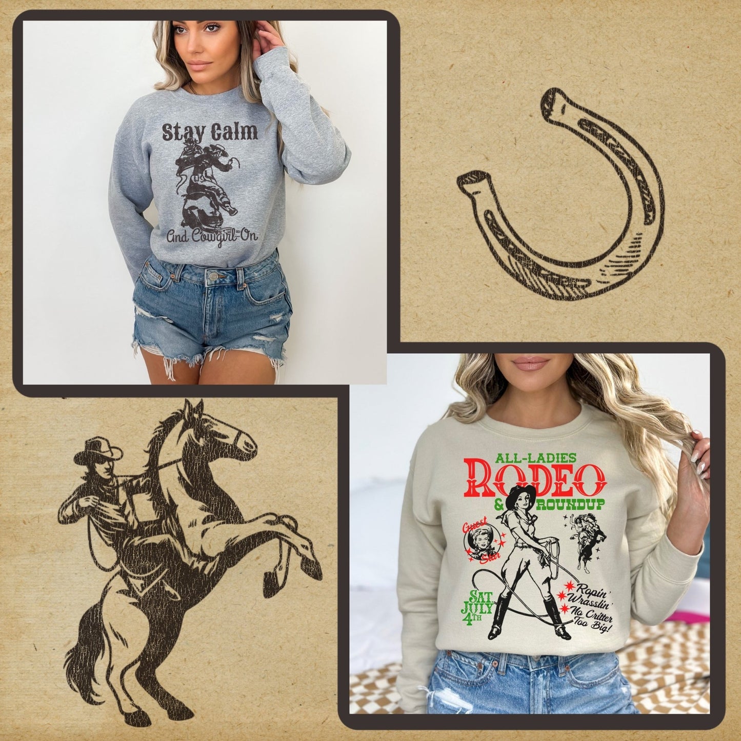 Retro Cowgirl Tee Bundle - Set of 12 Digital Downloads