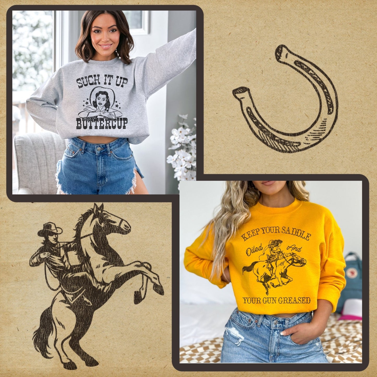 Retro Cowgirl Tee Bundle - Set of 12 Digital Downloads