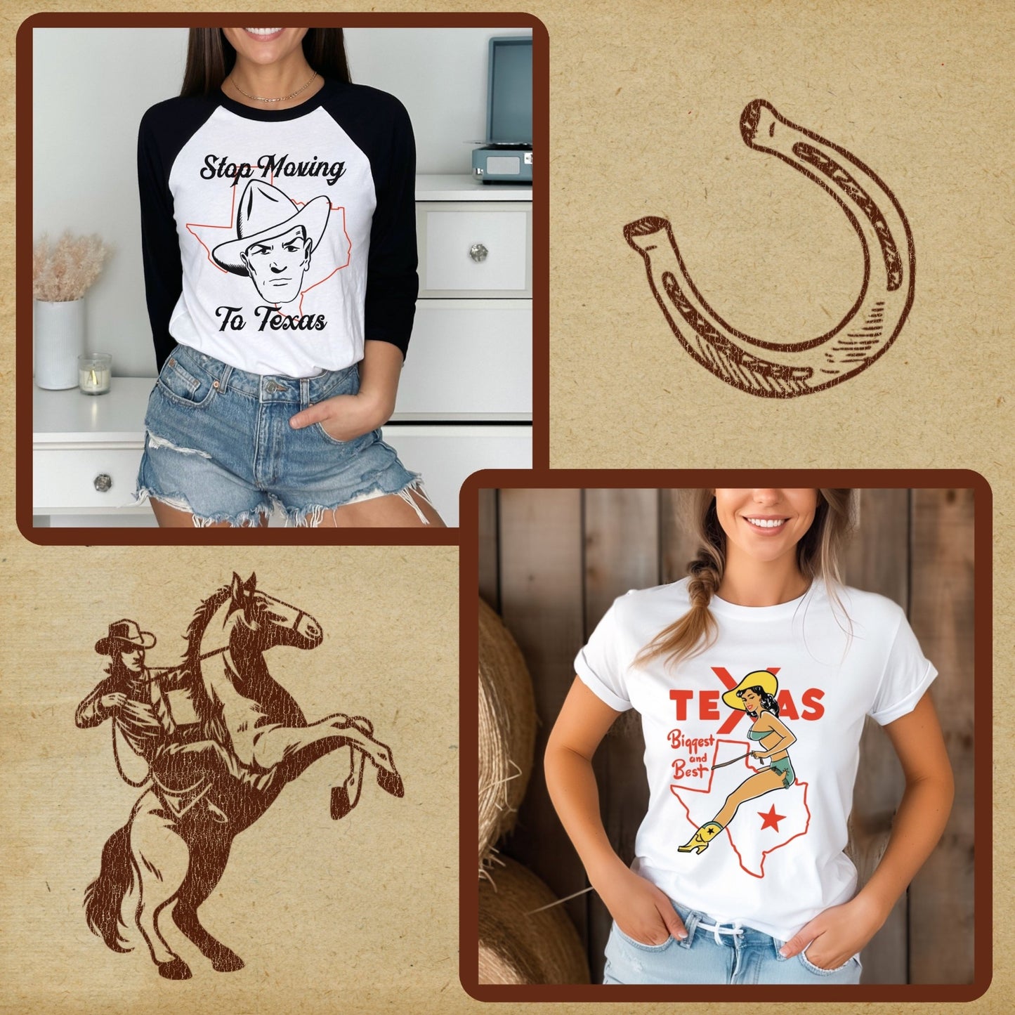 Retro Texas Tee Bundle - Set of 12 Digital Downloads