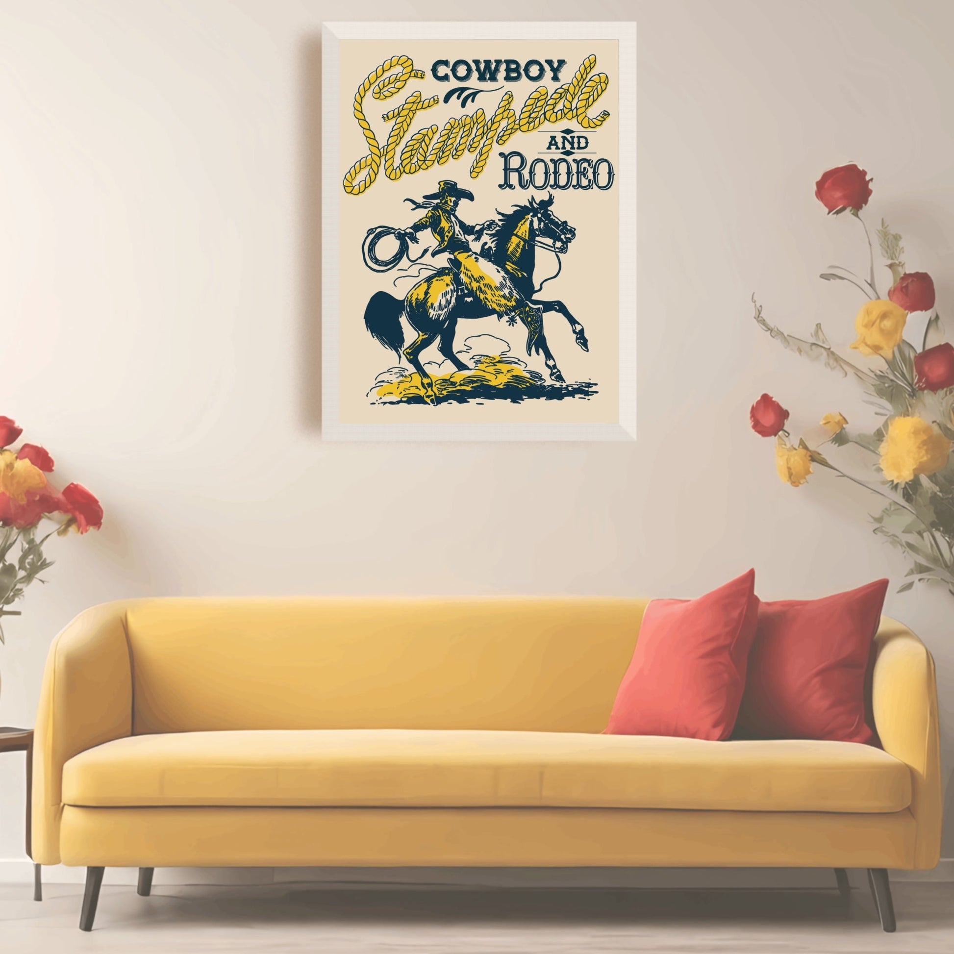 Retro Western Cowboy Stampede and Rodeo Wall Art - Atomic Digital ArtDigital Wall Art