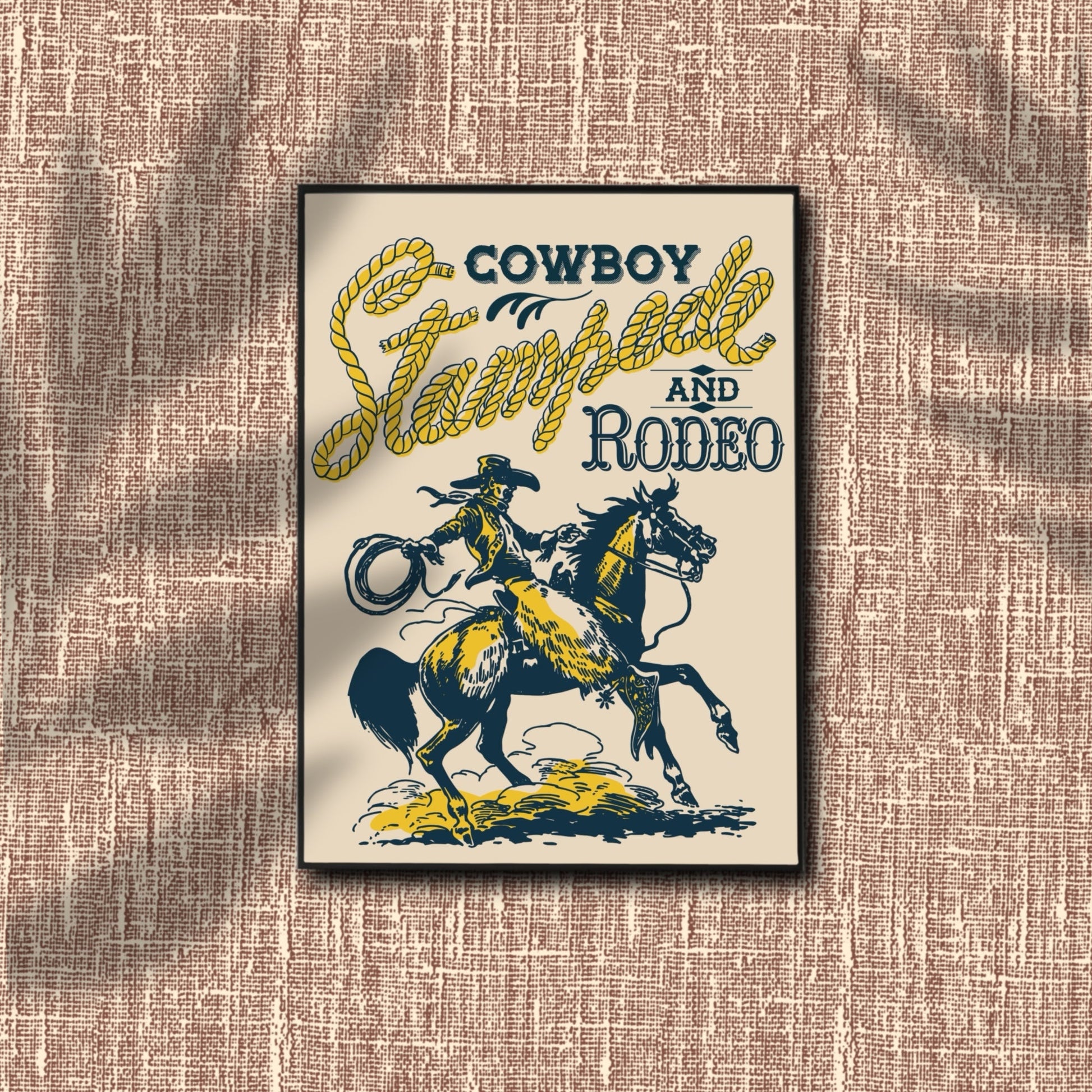 Retro Western Cowboy Stampede and Rodeo Wall Art - Atomic Digital ArtDigital Wall Art