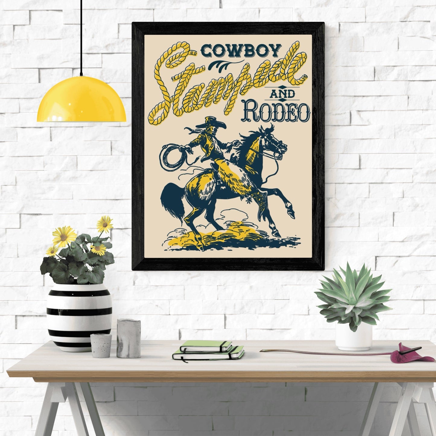 Retro Western Cowboy Stampede and Rodeo Wall Art - Atomic Digital ArtDigital Wall Art