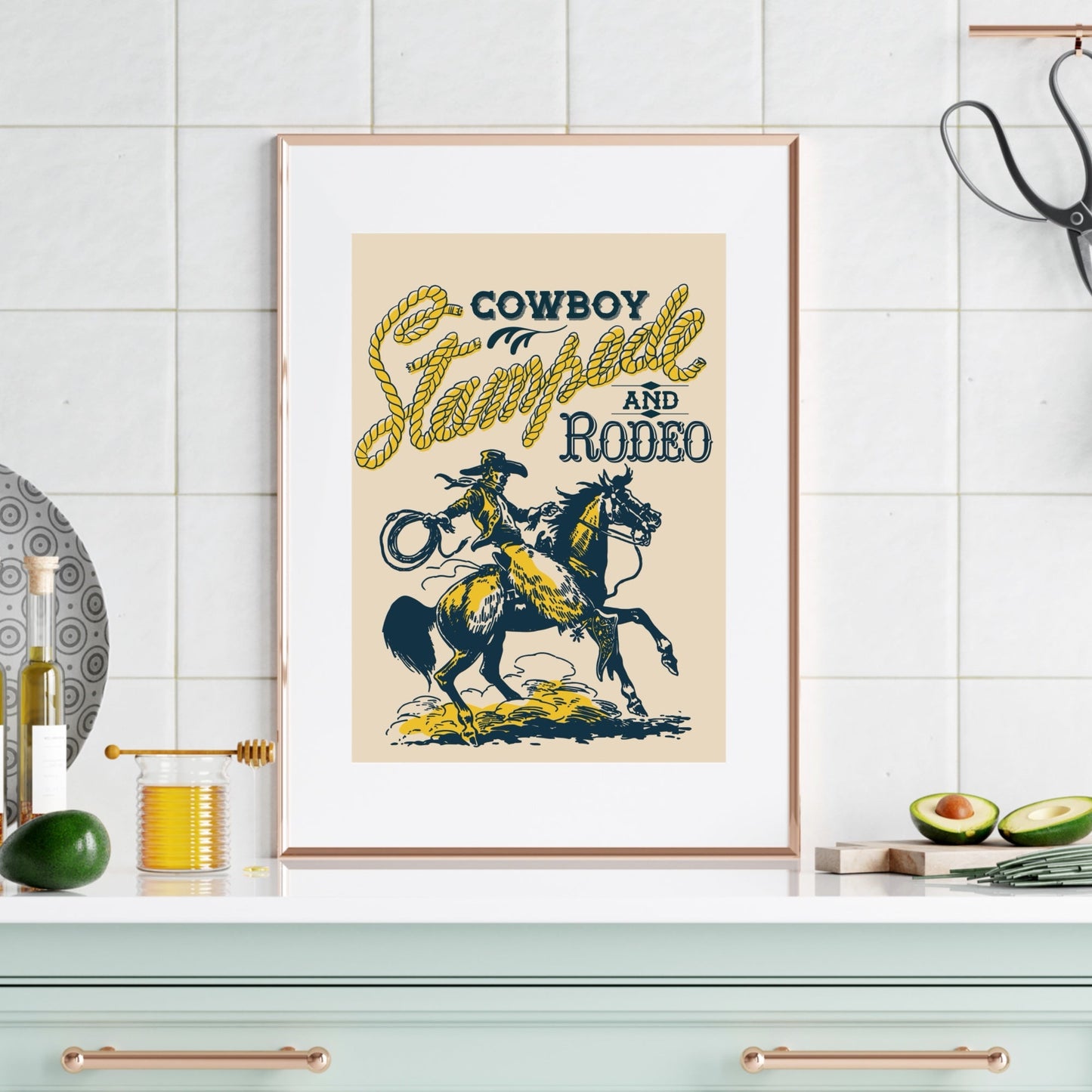 Retro Western Cowboy Stampede and Rodeo Wall Art - Atomic Digital ArtDigital Wall Art