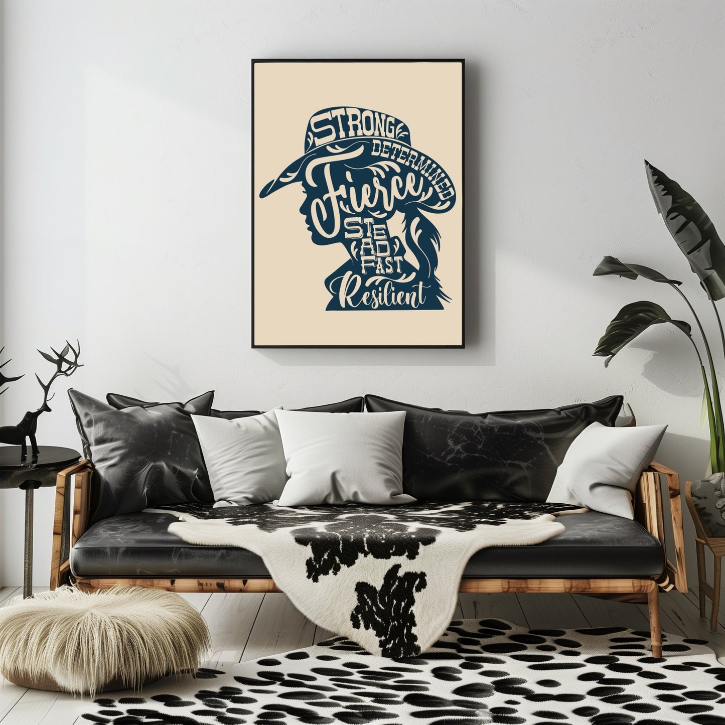 Retro Western Cowgirl Strong Silhouette Wall Art - Atomic Digital ArtDigital Wall Art