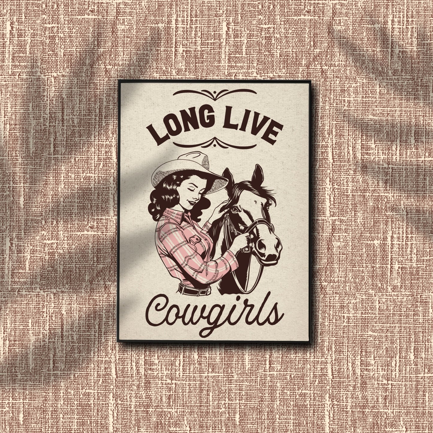 Retro Western Long Live Cowgirl Wall Art - Atomic Digital ArtDigital Wall Art