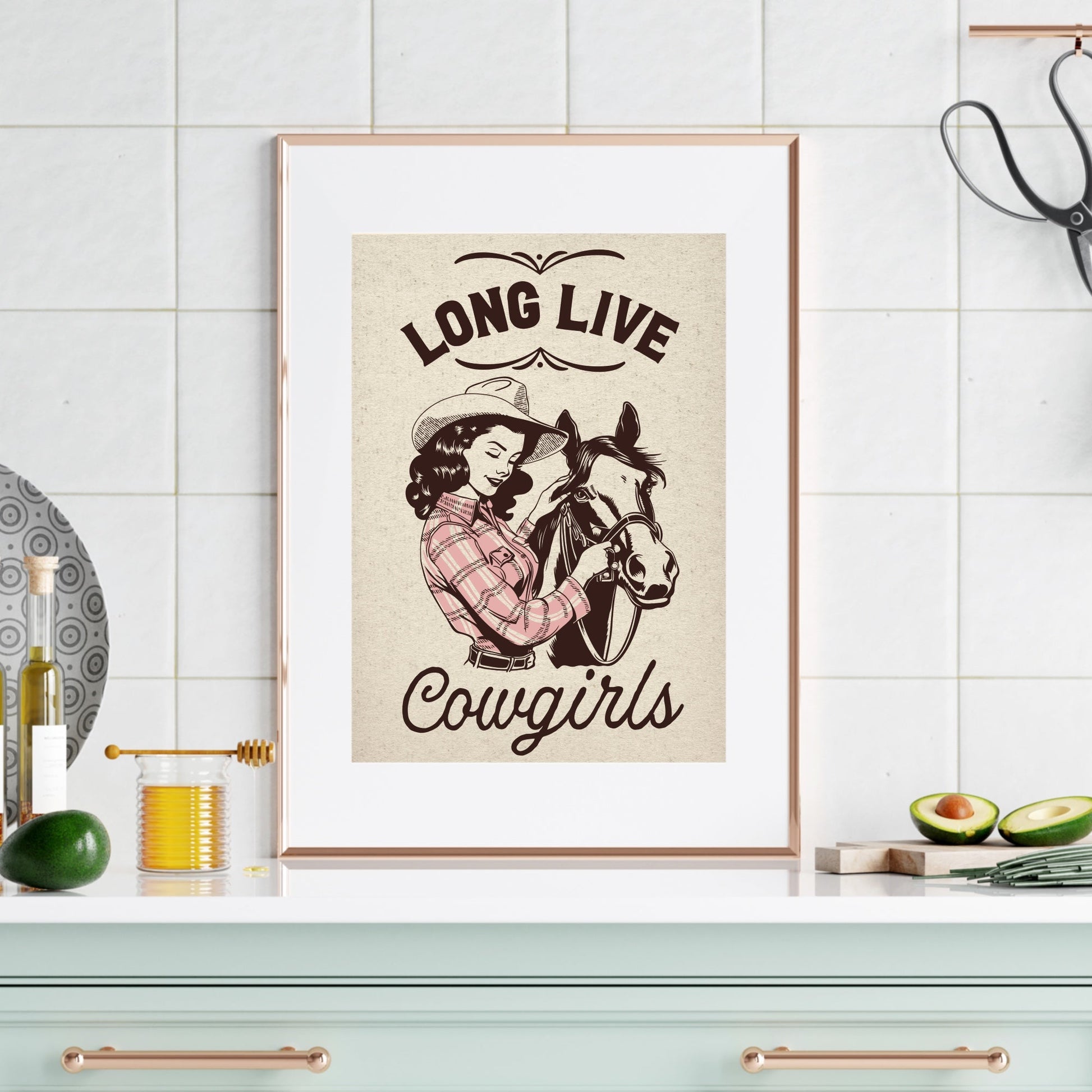 Retro Western Long Live Cowgirl Wall Art - Atomic Digital ArtDigital Wall Art