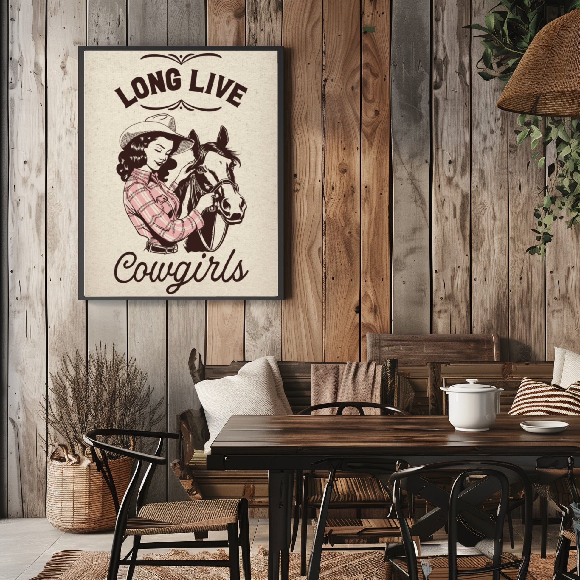 Retro Western Long Live Cowgirl Wall Art - Atomic Digital ArtDigital Wall Art