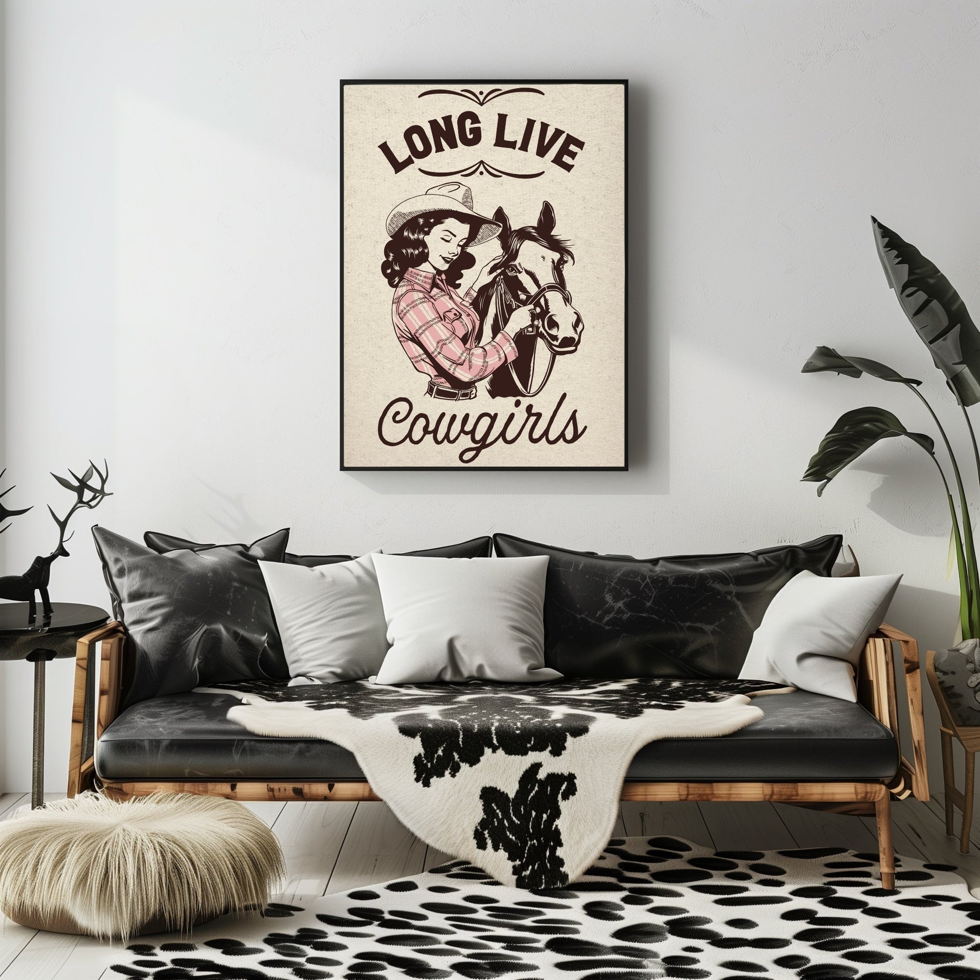 Retro Western Long Live Cowgirl Wall Art - Atomic Digital ArtDigital Wall Art