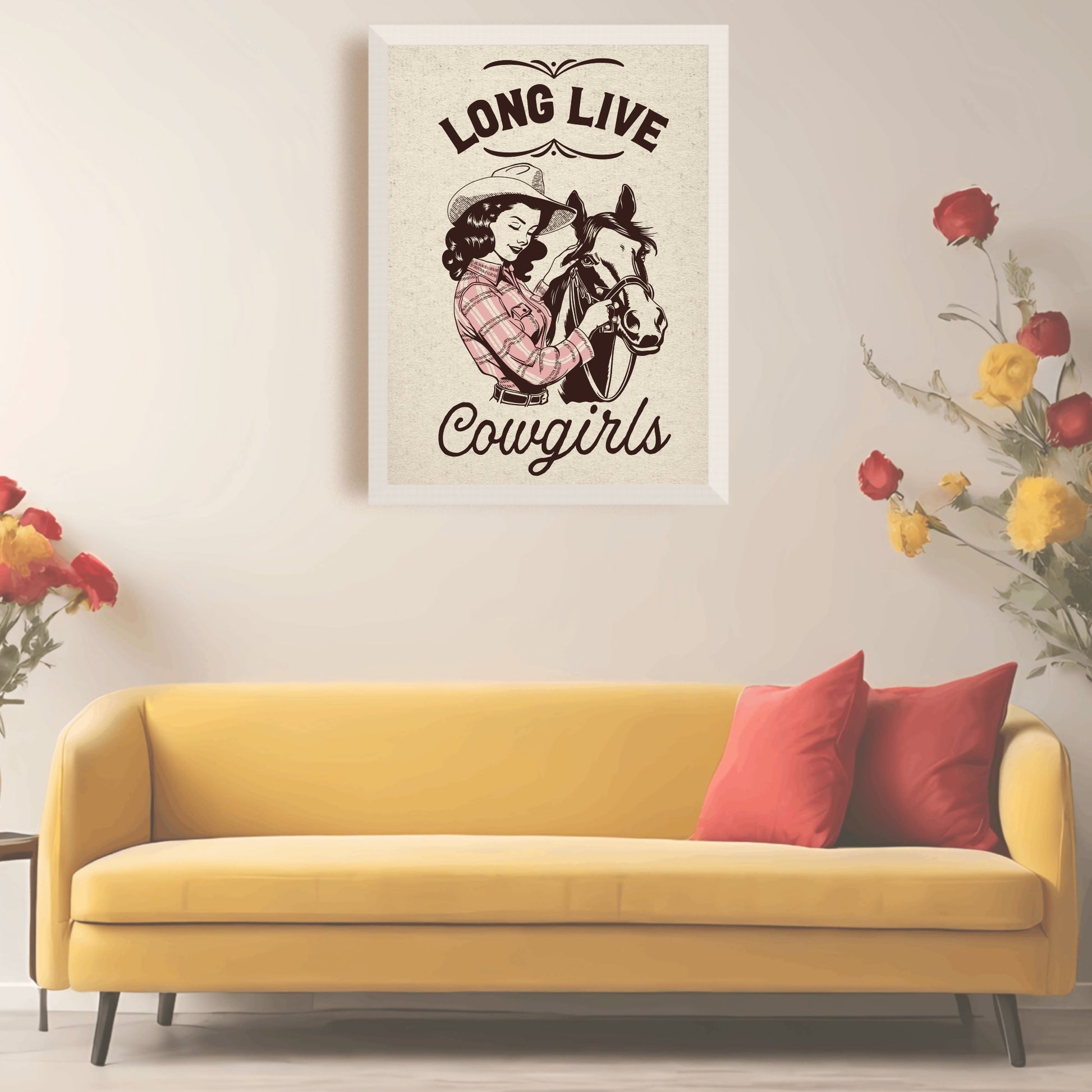 Retro Western Long Live Cowgirl Wall Art - Atomic Digital ArtDigital Wall Art