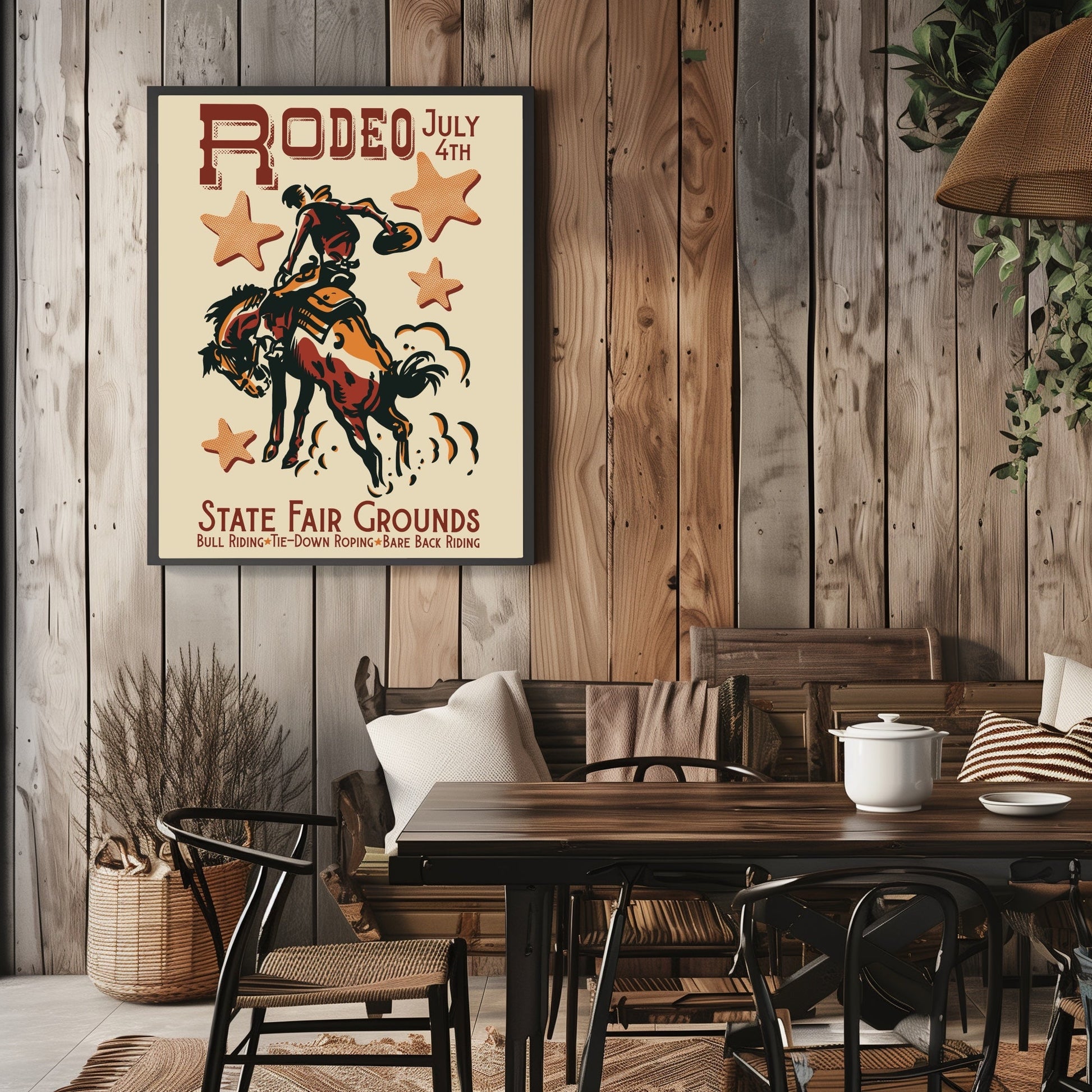 Retro Western State Fair Rodeo Cowboy Wall Art - Atomic Digital ArtDigital Wall Art