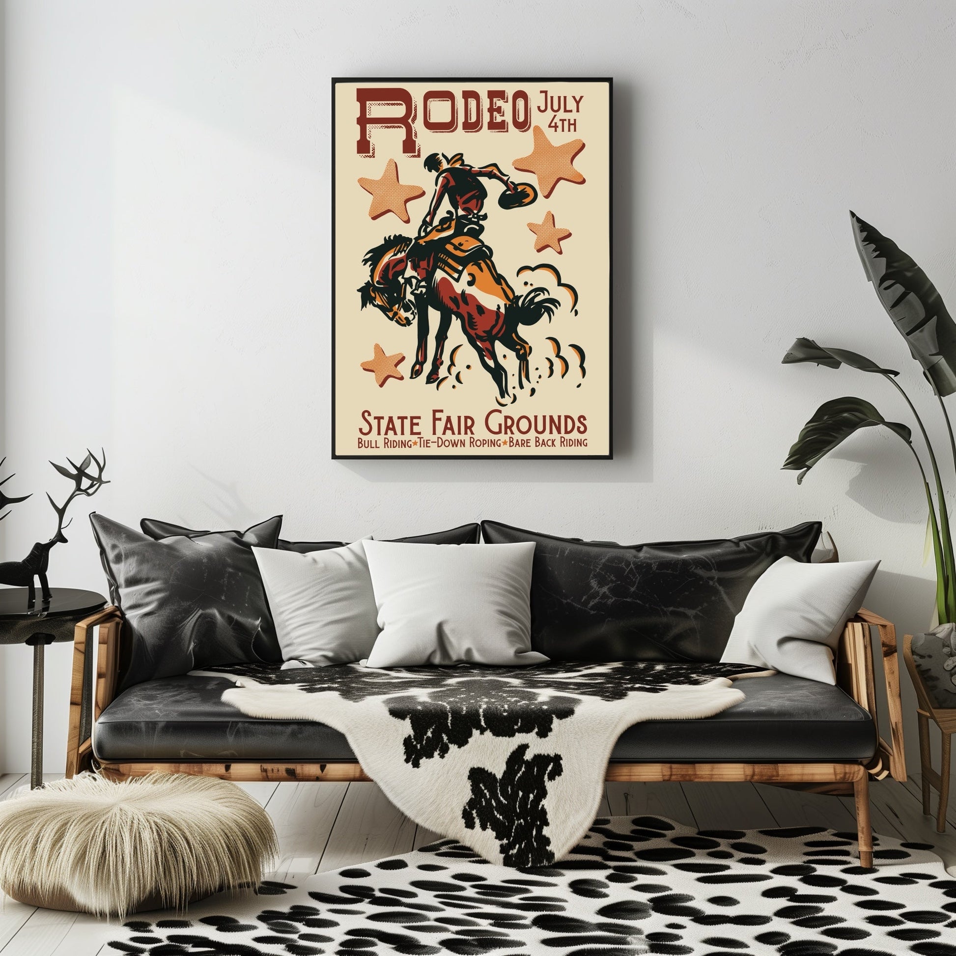 Retro Western State Fair Rodeo Cowboy Wall Art - Atomic Digital ArtDigital Wall Art