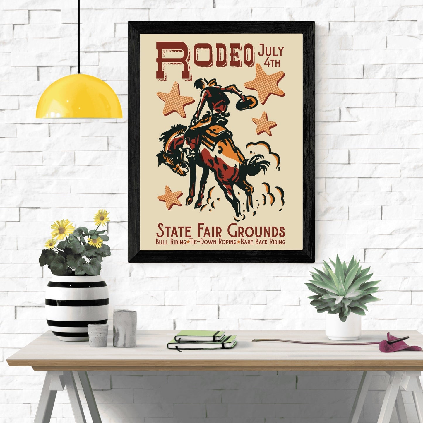 Retro Western State Fair Rodeo Cowboy Wall Art - Atomic Digital ArtDigital Wall Art