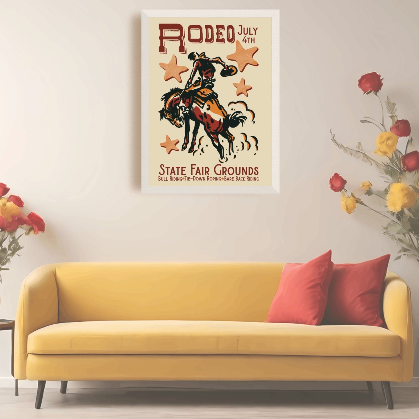 Retro Western State Fair Rodeo Cowboy Wall Art - Atomic Digital ArtDigital Wall Art